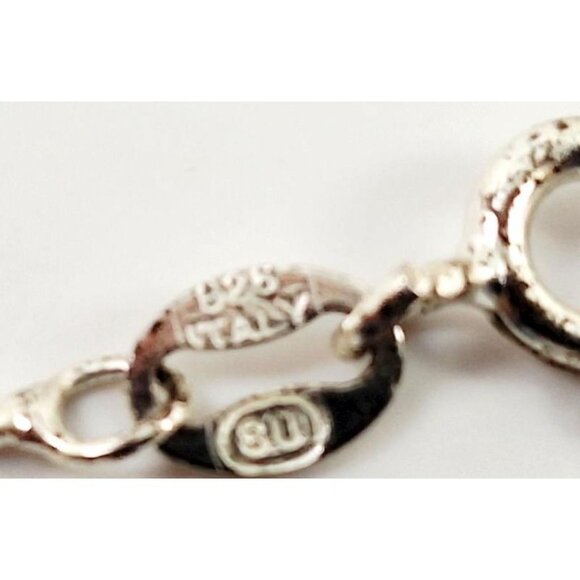 925 Silver 10K Gold & Diamond Floating Stone Teardrop Pendant Necklace 18" Italy - Picture 5 of 6